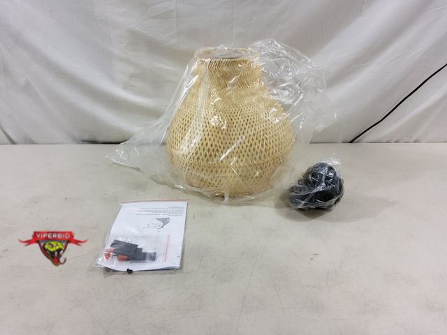 Lot 7-130302 - Adjustable height Rattan pendant light. Rattan "Shade" is 12"H X 11-1/2" Bottom diam.