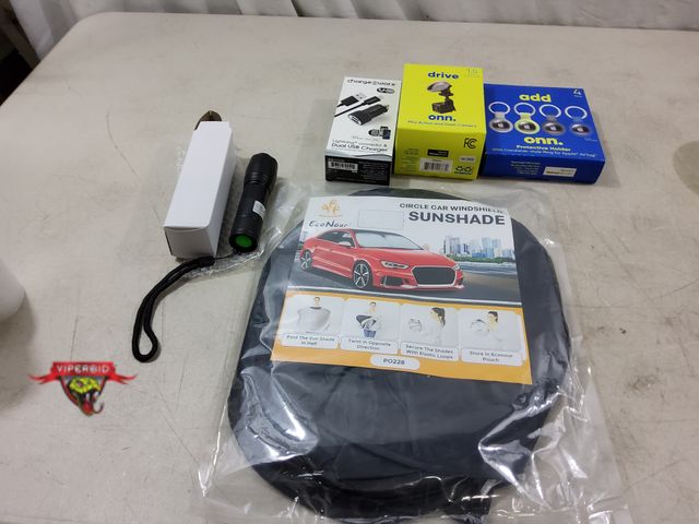 Lot 7-134238 - New! Charge Work ligtning connector &amp; dual usb charger, Drive Onn mini action and dash camera, A...