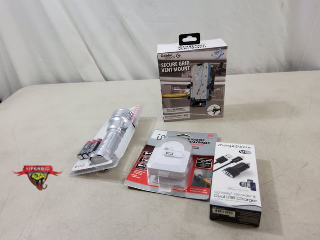 Lot 7-134733 - New! Phonejack powered emergency light &amp; charger, Led flashlight, Lightning connector &amp; dual...