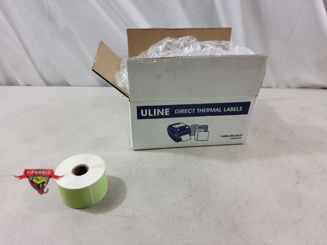 Lot 7-132637 - New! Box of 12 - Uline 2" X 3" Desk direct thermal labels. #10010044-GN.