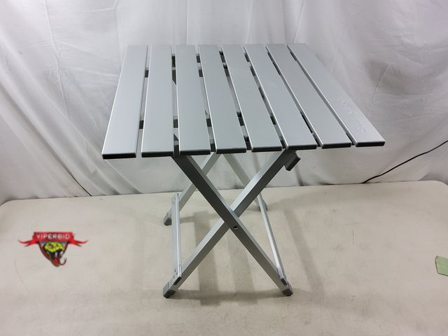 Lot 7-134948 - Gently used SunnyFeel outdoor lightweight foldable aluminum table. 18-5/8" X 19-5/8" X 24-1/2"H.