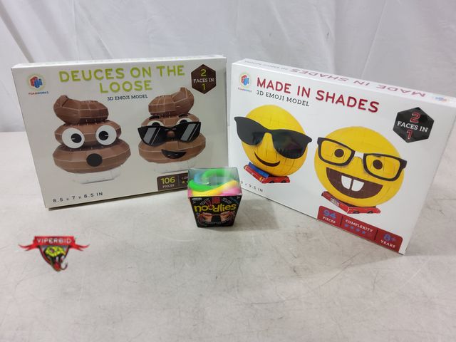 Lot 7-133627 - New! Schylling Need Doh Noodlies, Foamworks deuces on the loose 3D emoji model (106-Pieces. 8.5 X 7 ...