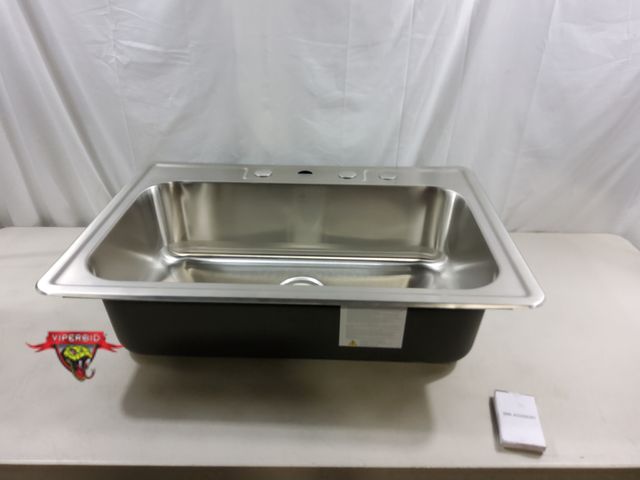 Lot 7-123670 - CozyBlock 33" Stainless Steed drop in / topmount single bowl kitchen sink.