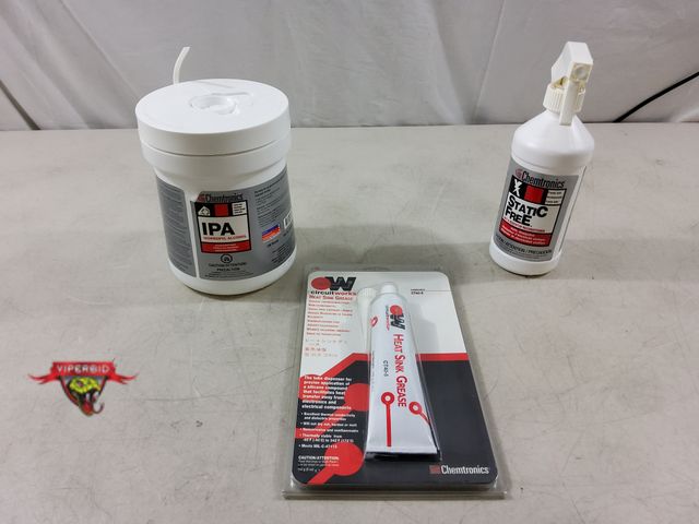 Lot 7-134253 - New! Container of 100 Wipes Chemtronics IPA Isopropyl alcohol, Chemtronics static free mat &amp; ben...