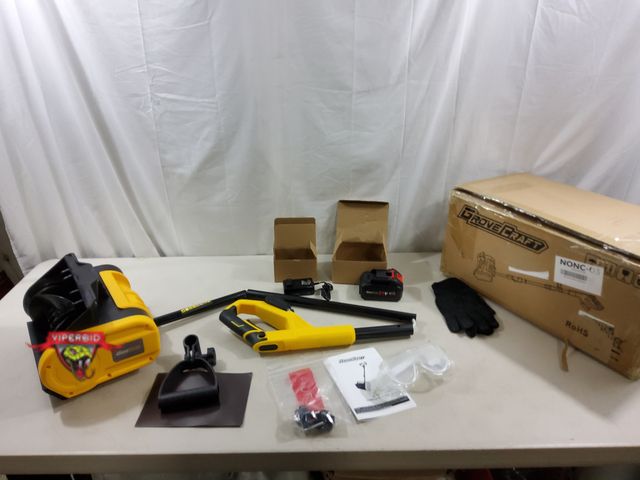 Lot 7-123582 - GroveCraft 20V Cordless snow shovel. Battery and charger included. Tested.