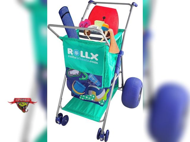 Lot 7-131309 - Retail value $269! RollX Folding Beach Cart with13" Balloon Rear Wheels. 37"D x 41"W x 37"H