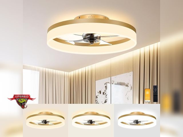 Lot 7-123528 - Volisun  19.7" ceiling fan with lights and remote.