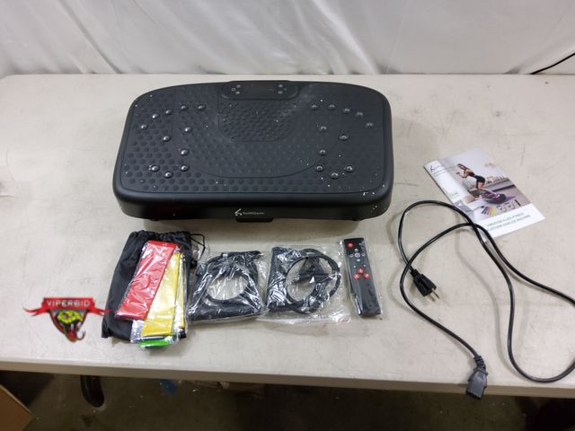 Lot 7-133091 - Softgym vibration plate with remote and bands. Tested.