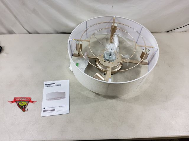 Lot 7-130038 - 19-1/2" Dia. Gold fabric ceiling fan with light and remote.