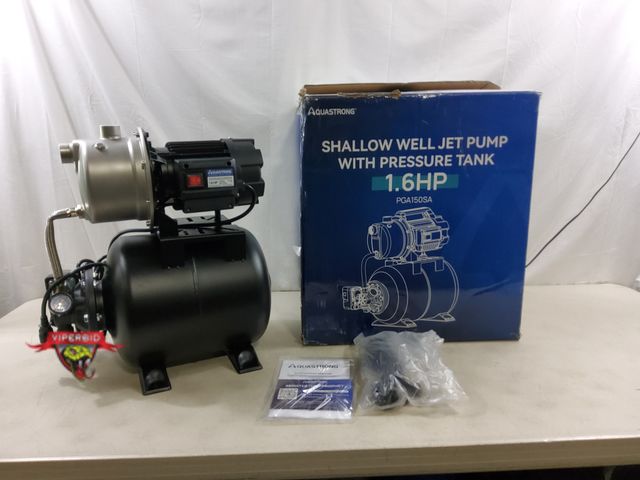 Lot 7-131770 - Aquastrong shallow well jet pump with pressure tank. 1.6HP. Model: PGA150SA. 115V/60HZ. Amp. 10