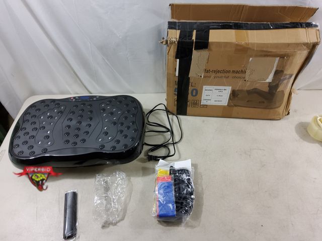 Lot 7-133612 - Vibration Plate with Remote and Resitance Bands. Tested and Works.