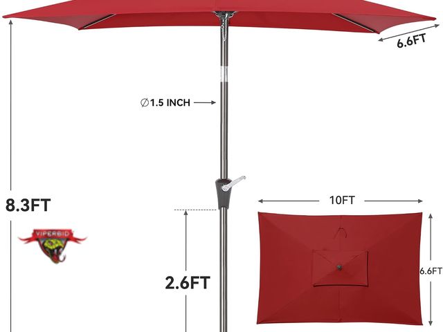 Lot 7-133266 - Vegond 6.6 x 10 ft Rectangular Patio Umbrella.