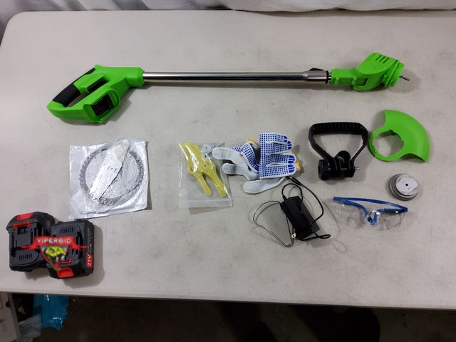 Lot 7-131200 - Best Choice lithium battery powered weed trimmer. Includes (2) Batteries and charger. Powers on.