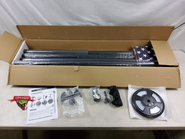 Lot 7-134402 - Aluminum Flag Pole, Includes Light and American Flag. Aprx. 23' 8"T.