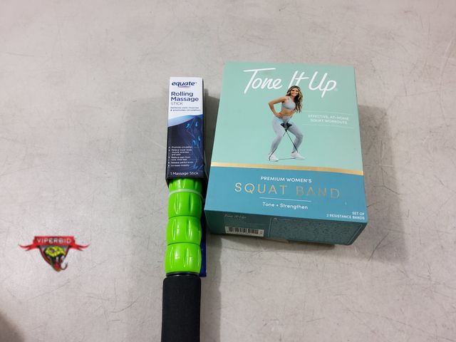 Lot 7-132451 - New! Tone It UP premium women's squat band and a rolling massage stick.