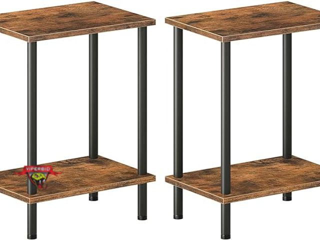 Lot 7-131019 - New! Set of 2 - Hoobro end tables / side tables. 11"D x 15"W x 19.7"H