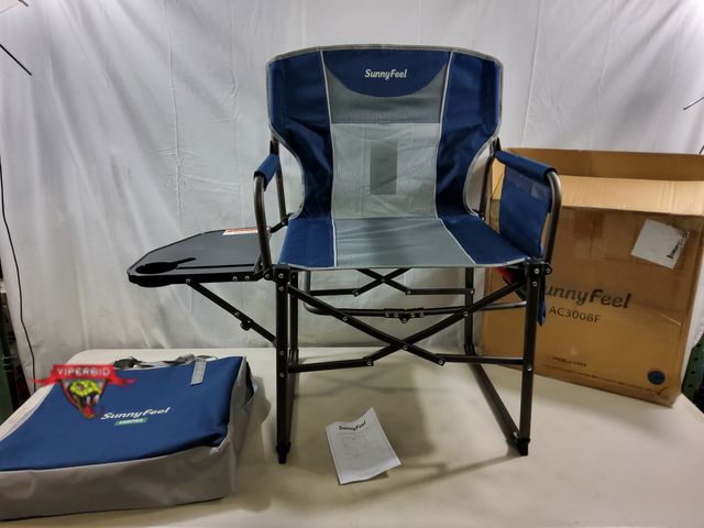 Lot 7-131162 - SunnyFeel folding camping chair with side table. 21-1/4" Seat width.