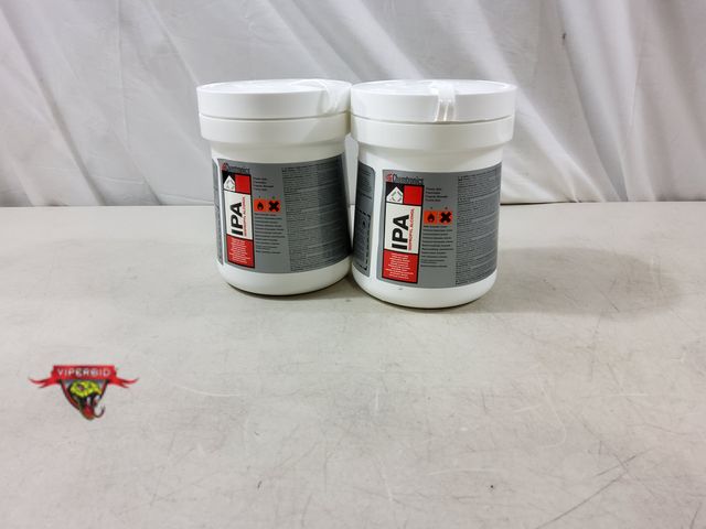 Lot 7-132775 - Retail value $35 each! New! (2) Tubs of 100- Chemtronics IPA (Isopropyl alcohol) presaturated wipes....