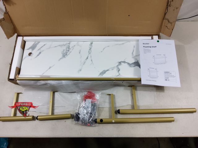 Lot 7-131231 - Bestier 2 Shelf Floating Wall Shelf with Hanging Bar (23.6"W x 9.4"D x 25.2"T)