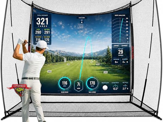 Lot 7-134953 - Zealfeel 10 x 8 ft. Golf net with blank simulator screen &amp; side barrier. Model ZF15-A.