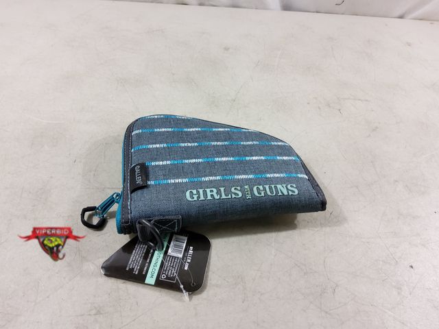 Lot 7-133649 - New! Girls with Guns 8" Pistol Case, 8.63" x 6.75". Turquoise &amp; Sapphire.