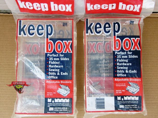 Lot 7-132515 - New! (2) Akro-Mils Plastic "keeper" boxes with compartments and adjustable dividers.