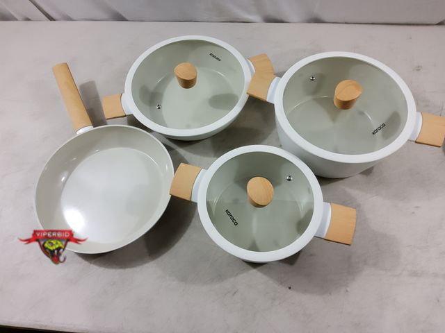 Lot 7-133418 - Karaca Swiss Crystal Almond 7-Piece Nonstick Cookware Set, Induction Compatible Pots &amp; Pans, Dur...
