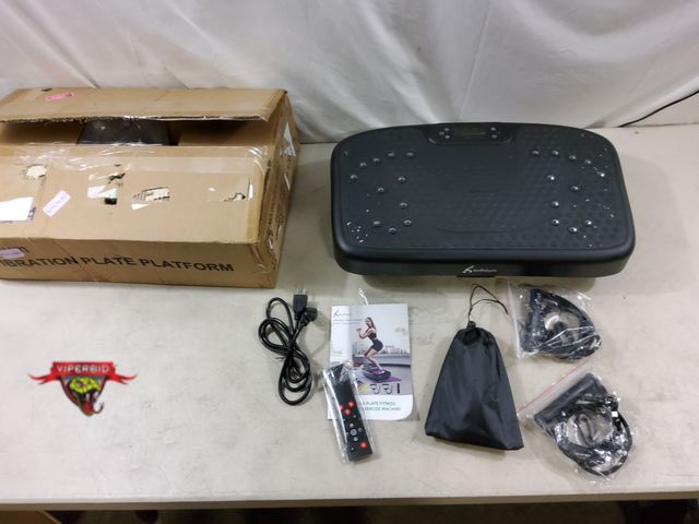 Lot 7-133380 - SoftGym vibration plate with remote and bands. Tested.
