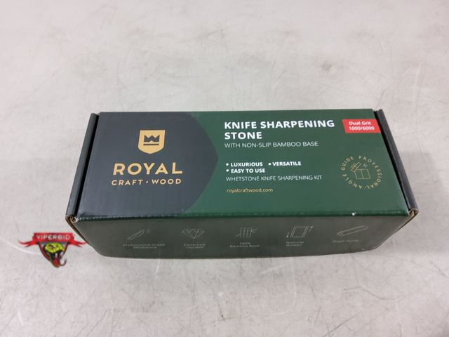 Lot 7-133695 - New! Royal knife sharpening stone with non-slip bamboo base.