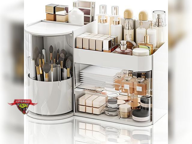 Lot 7-133808 - Makeup Organizer,Rotating Cosmetic Storage Organizer with Drawers. 13-5/8" X 9"H.