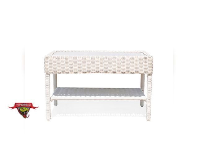Lot 7-131281 - Park Meadows slat top coffee table. All weather hdpe wicker. Dimensions: W34" X D20" X H20".