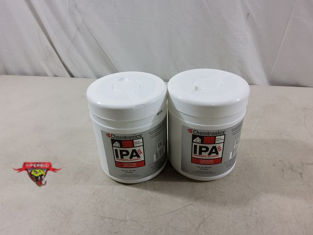 Lot 7-133728 - New! (2) Containers of 125 Wipes - Chemtronics IPA 125 presaturated wipes. Part no. SIP125P.