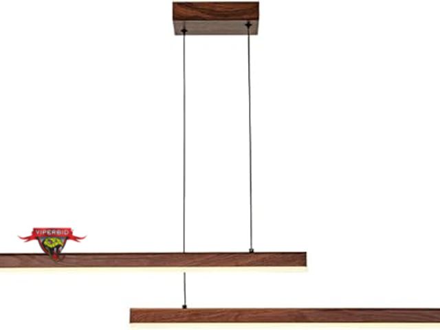 Lot 7-119735 - Jc Topa linear pendant light. Walnut grain print. Overall dimensions: 47.24"(L)*4.72"(W)*59"(H).