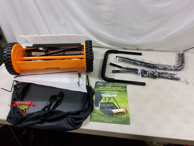 Lot 7-130614 - Walensee 16-Inch 5-Blade Push Reel Lawn Mower. #WLS-016B.
