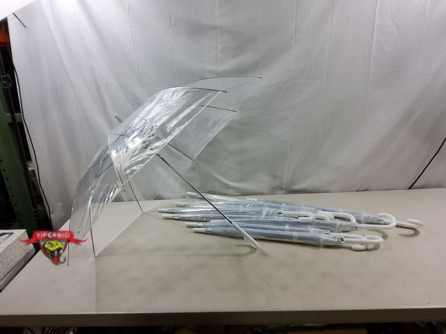 Lot 7-131182 - New! (10) Clear / White umbrellas. Great for weddings / parties and more!