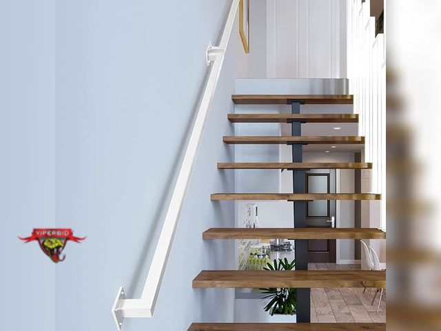 Lot 7-130397 - JanFanwei 4FT White Steel Hand Rail. 48" X 2.36" X 2.75".