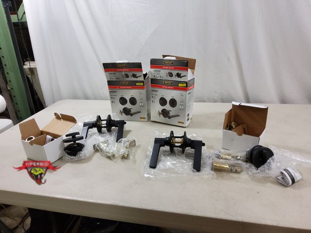 Lot 7-134767 - (2) Defiant Keyed entry lever and single cylinder deadbolt combo with keys. Not keyed alike. Matte B...