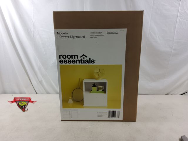 Lot 7-135776 - New! Modular 1 drawer nightstand. 19-1/8"H X 16-3/4"W X 16-3/4"D. White finish.