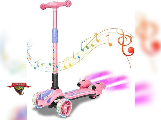 Lot 7-130073 - 3 Wheel Folding Kick Scooter with Built-in Light-up Wheels, Sound Effects and steam sprayer. Needs m...