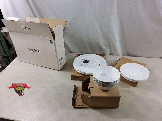 Lot 7-135780 - New! Laglint (12) Piece Opal Glass Dinnerware Set.