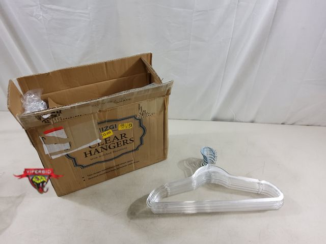 Lot 7-123359 - New! (47) Mizgi clear hangers with notched shoulders.