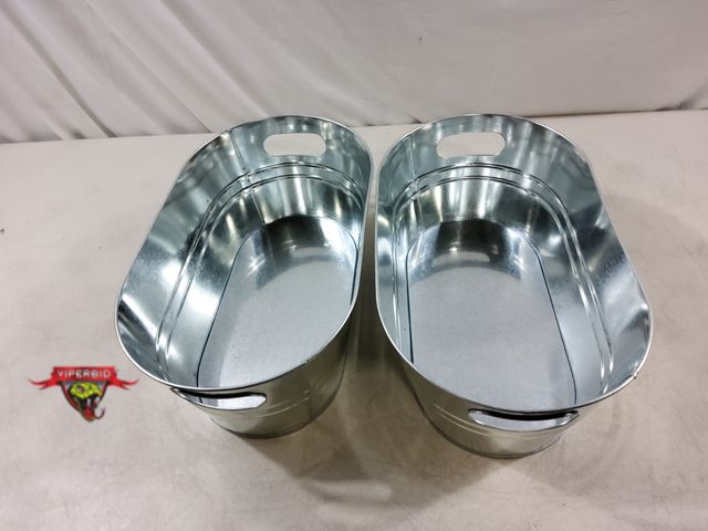 Lot 7-132995 - (2) Metal ice buckets / beverage tubs. 15-5/8" X 9" X 6"H.