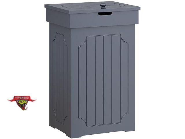 Lot 7-134415 - 13 Gallon wood trash bin. 15.6" x 12.6" x 26.2"(WxDxH).
