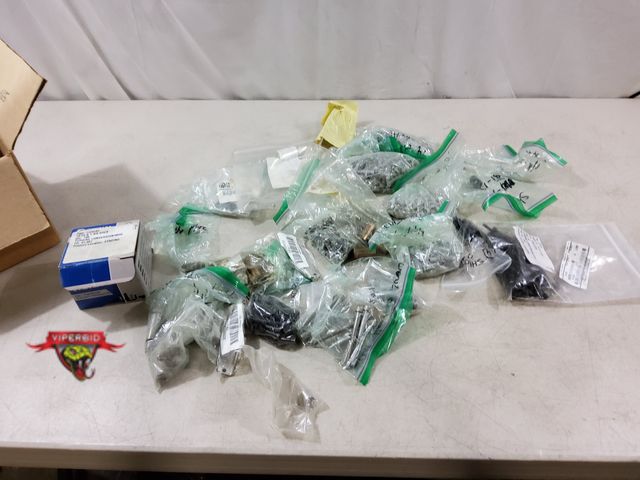Lot 7-133360 - New! Lot of assorted hardware as shown. includes bushings, bolts, screws, cotter pins and more.