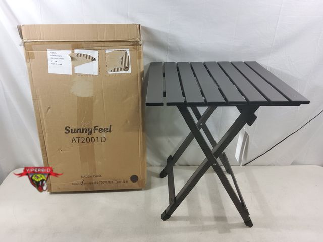 Lot 7-132749 - Retail value $49! New! Sunnyfeel lightweight aluminum folding table. 18.5"D x 18.5"W x 24.5"H.