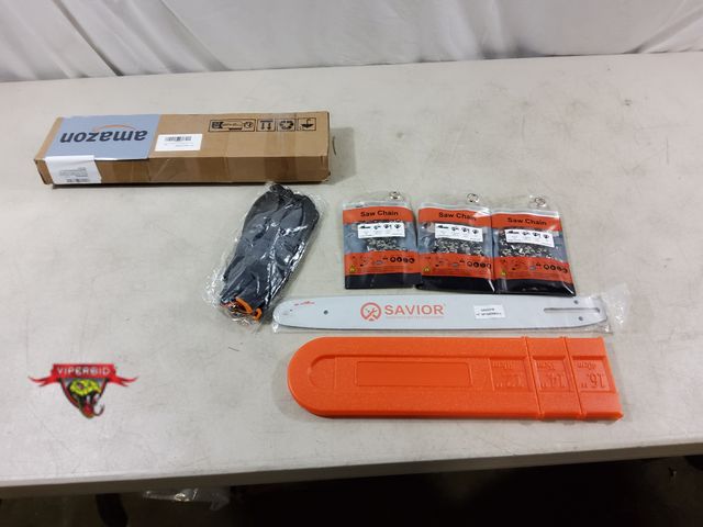 Lot 7-133628 - Replacement 16" Chainsaw Bar and (3) 16" Chainsaw Chains.