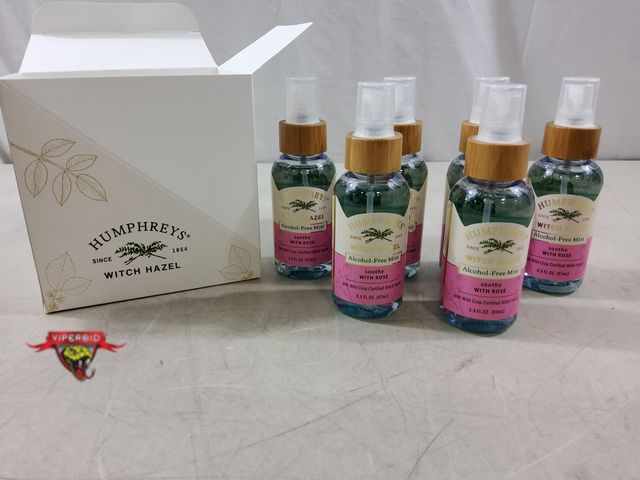 Lot 7-134168 - (6) Humphreys Witch Hazel Alcohol Free Mist with Rose 3.3fl oz Bottles