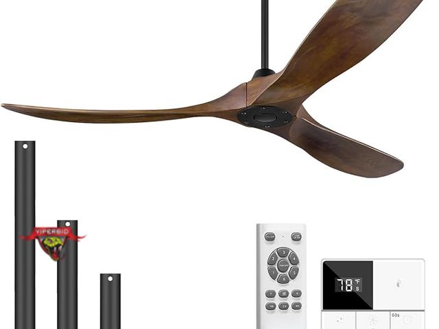 Lot 7-134341 - Eliora Wood60"  Ceiling Fan without Light. Remote included.