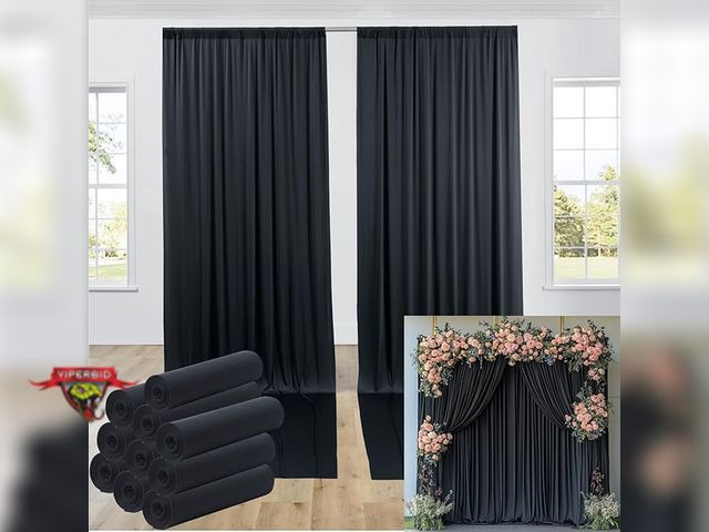 Lot 7-130029 - 10 Panels - 50ft x12ft Black Backdrop Curtain.