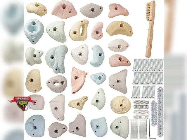 Lot 7-130180 - Retail value $152! New! (30) Piece Qicrdvi Resin Rock Climbing Holds.